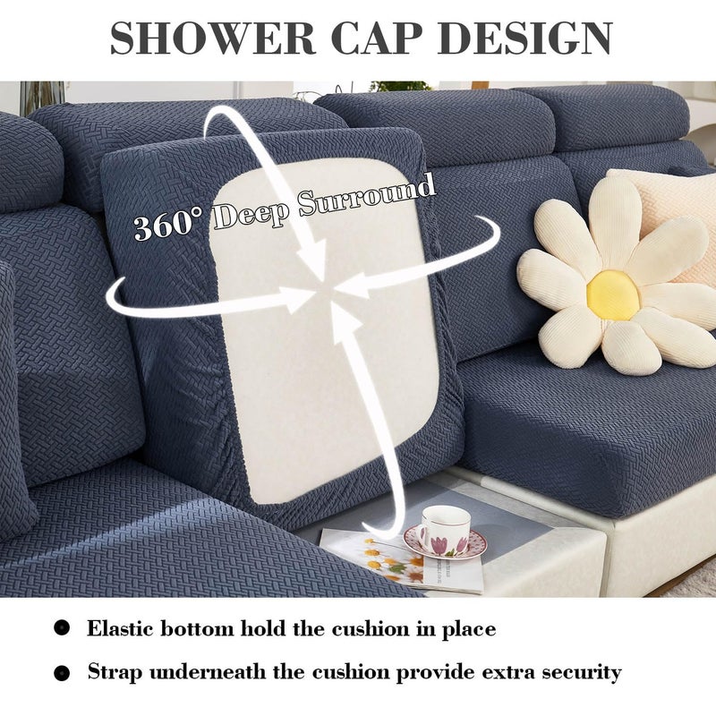Disayu Sofa Covers Couch Covers for Sofa Pet Friendly Couch Cushion Covers Universal Sofa Covers Washable Stretch Slipcovers for Sectional Sofa (Texture Metal Gray, 2 Seats + Chaise Cover) - Image 4